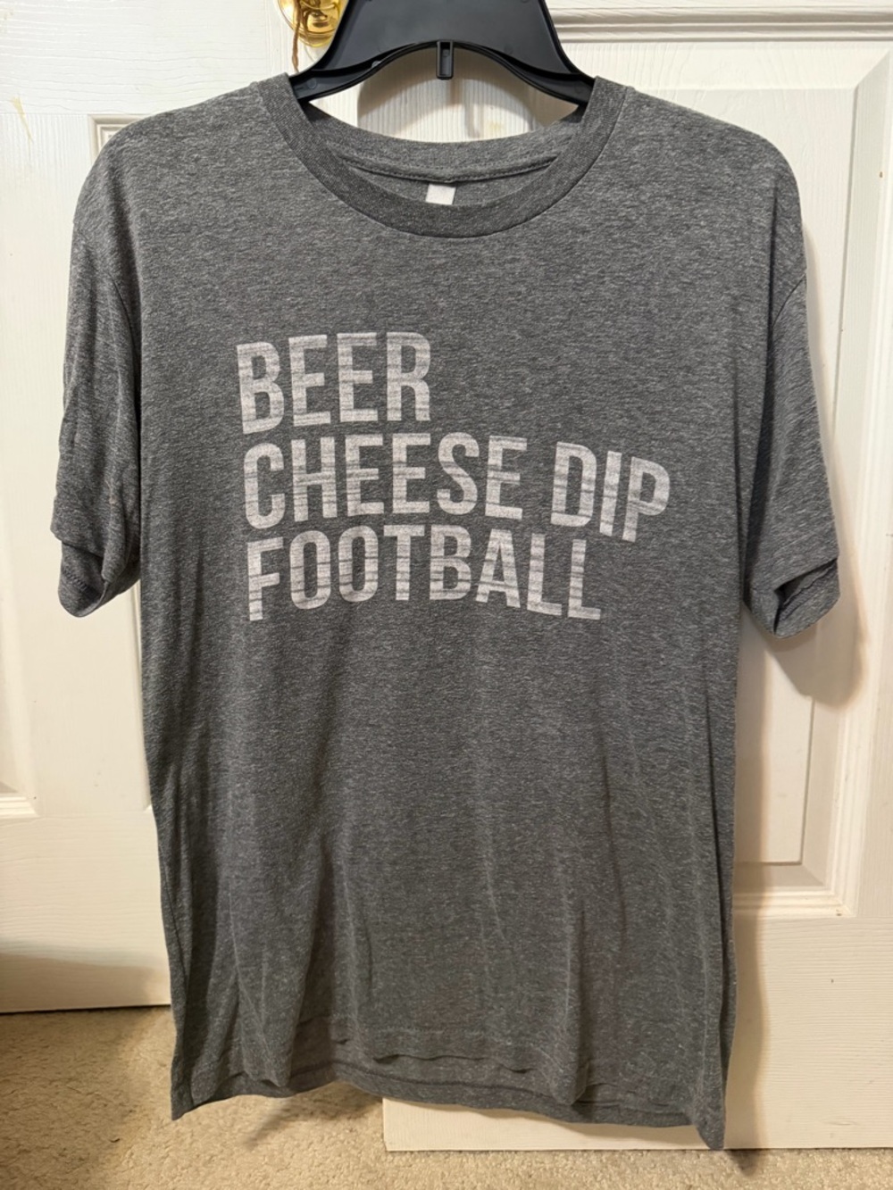 Unisex Gray 'Beer Cheese Dip Football' Graphic T-Shirt